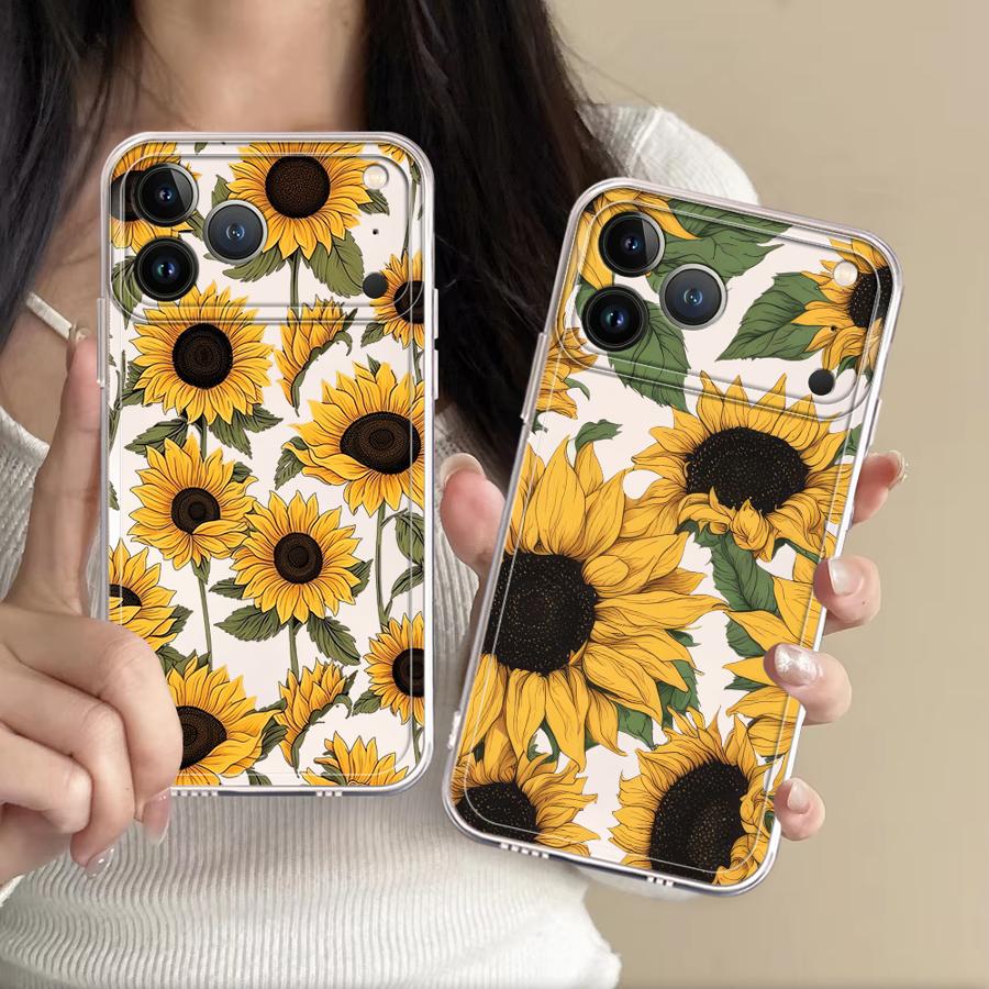 Phone Cases Xs Iphone - Coque transparente à motif tournesol mignon
