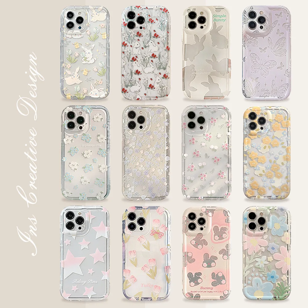 Cute Cartoon Case - Coque de téléphone transparente, série lapin